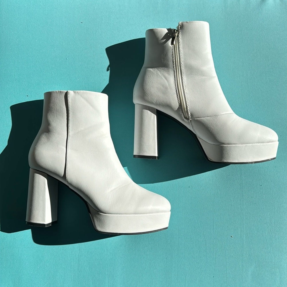 White platform booties
